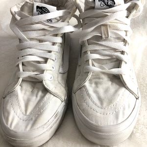 ✨Stained White HighTop Vans✨